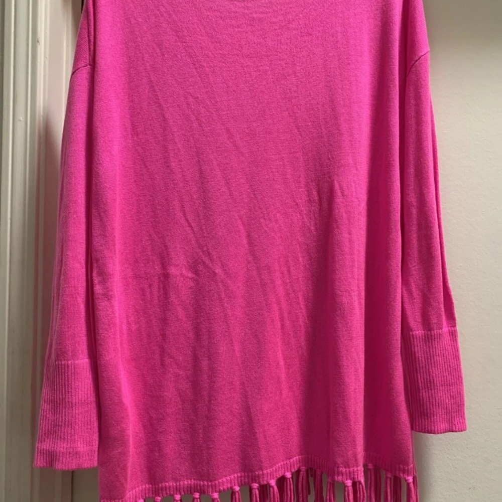 Lilly Pulitzer Emberly Pink Pullover Sweater Small Fringe Tassels Excellent RARE - Picture 3 of 6
